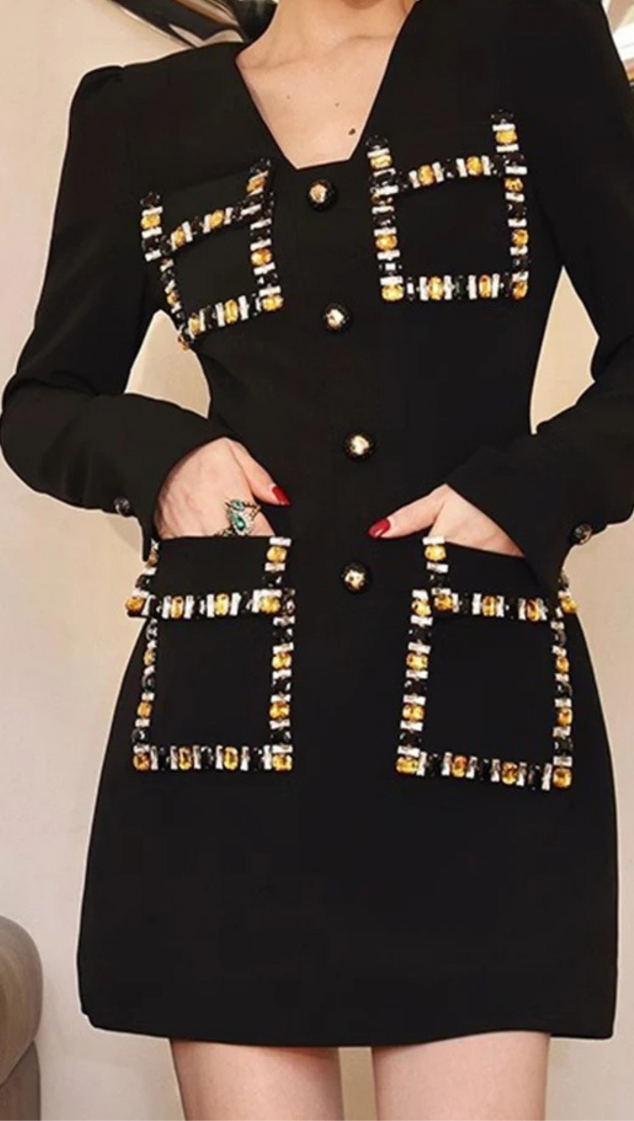 EMBROIDERED FLARES MINI DRESS