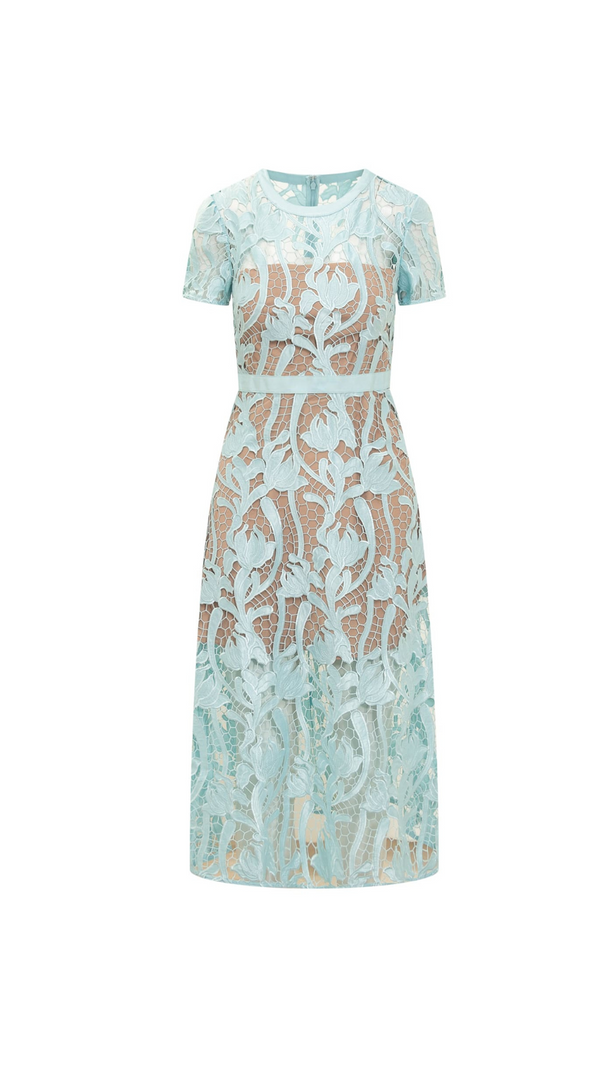 AIIZIE BLUE LACE MIDI DRESS - product image