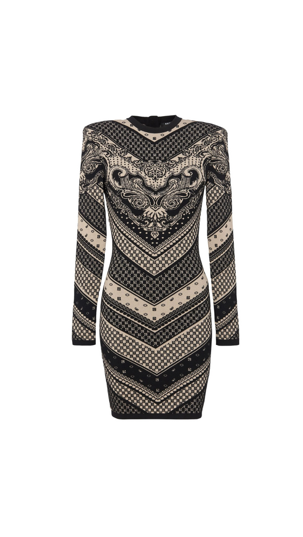 AIIZIE BLACK MONOGRAM KNITTED DRESS - product image