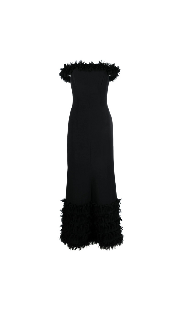 AIIZIE BLACK BOHDI APPLIQUÉD SILK GOWN - product image