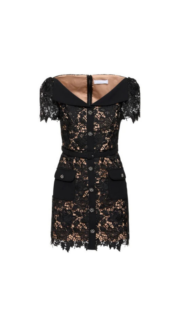 AIIZIE BLACK LACE MINI DRESS - product image