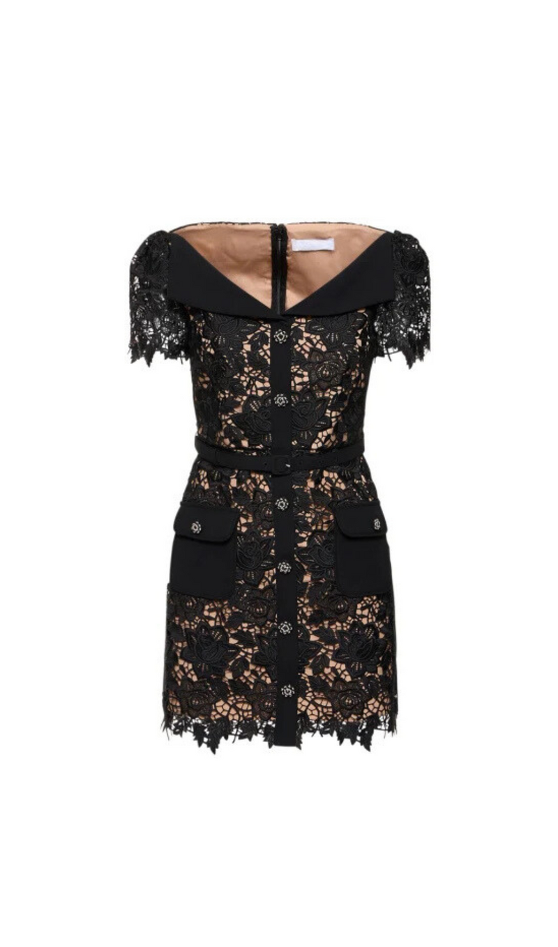 BLACK LACE MINI DRESS