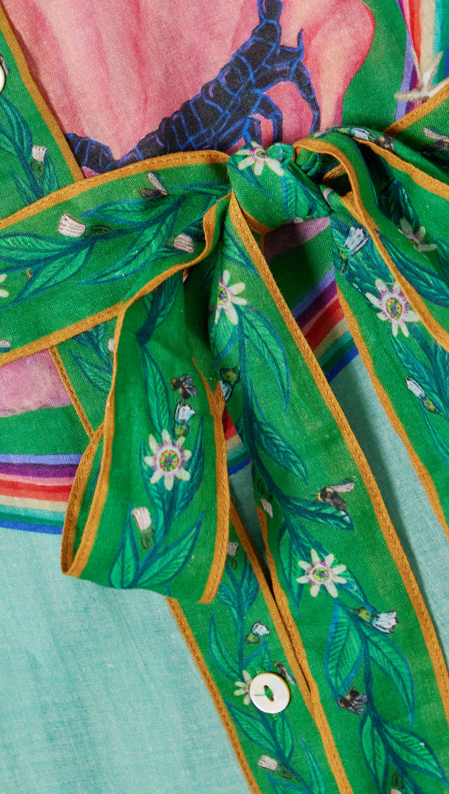 BELTED PRINTED RAMIE MAXI SHIRT DRESS