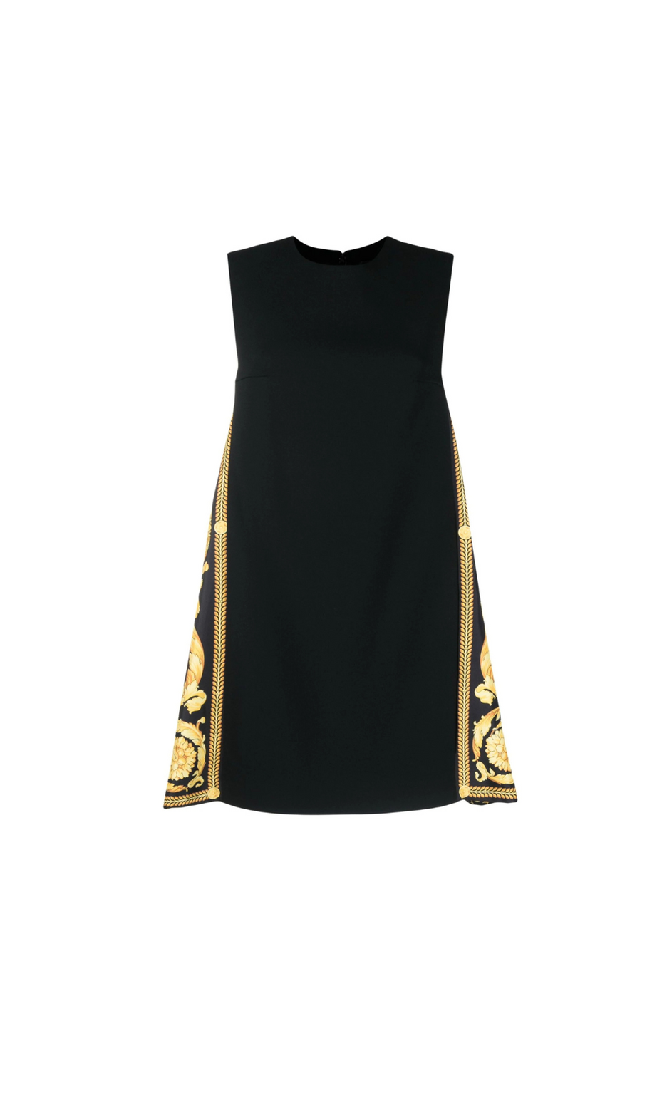 SCHWARZES MINI-ETUIKLEID IM BAROCCO-STIL 