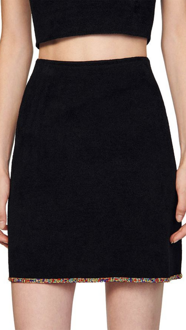 AIIZIE VELVET EMBELLISHED MINI SKIRT - product image