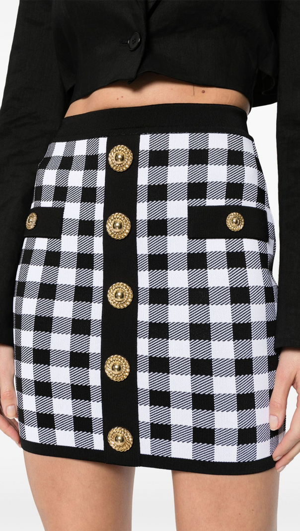 AIIZIE BLACK FINE KNIT GINGHAM SKIRT - product image