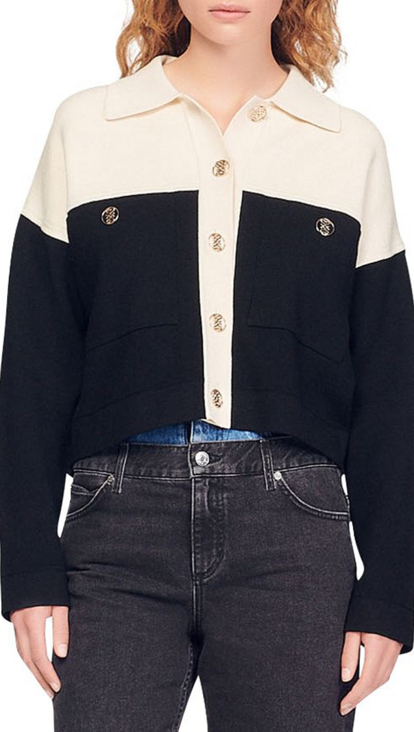 AIIZIE COLOR BLOCKED CROPPED CARDIGAN - product image