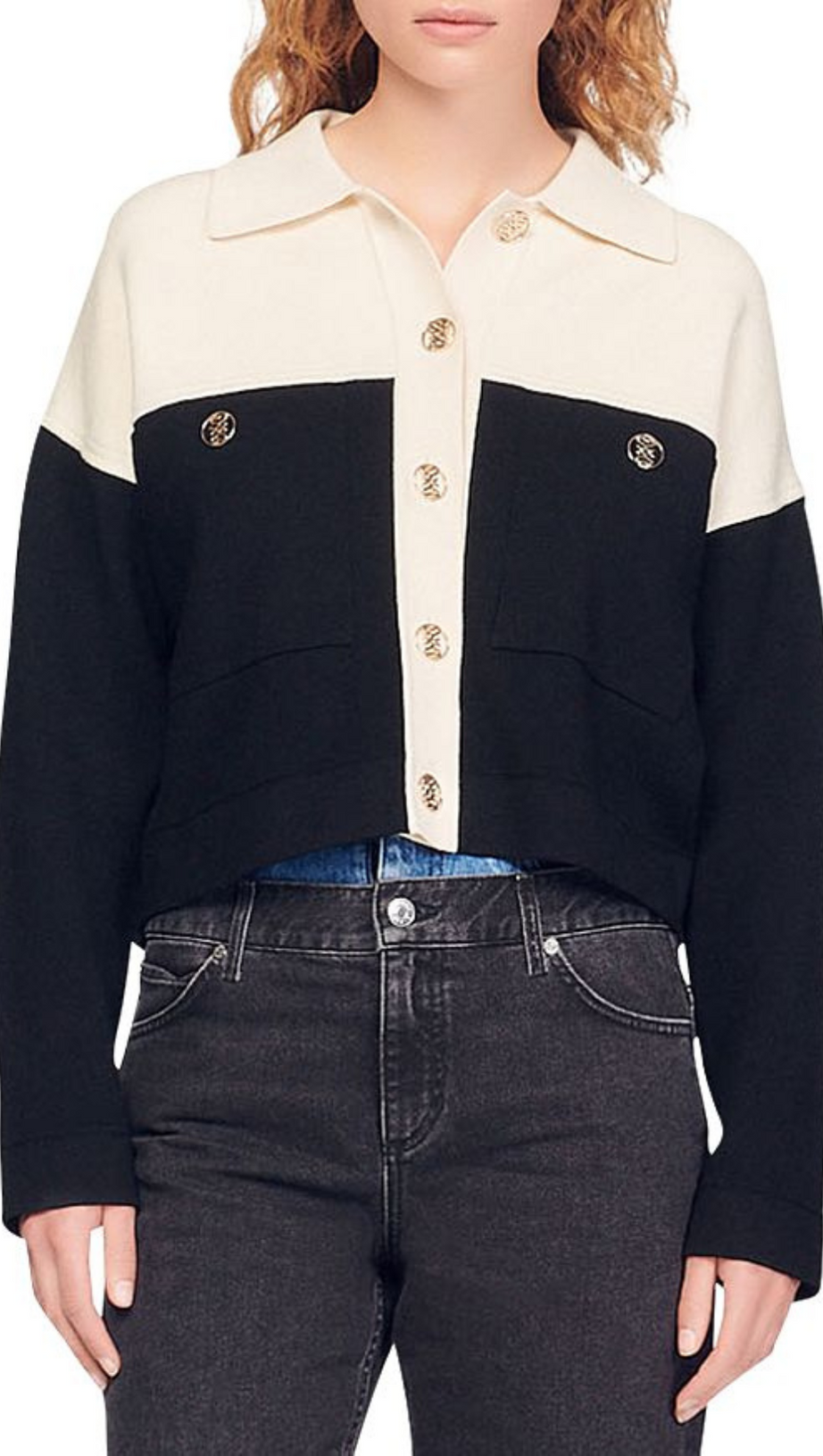 COLOR BLOCKED CROPPED CARDIGAN