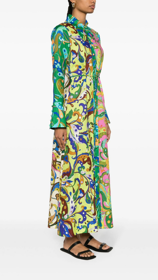 AIIZIE GREEN YVETTE PAISLEY-PRINT DRESS - product image