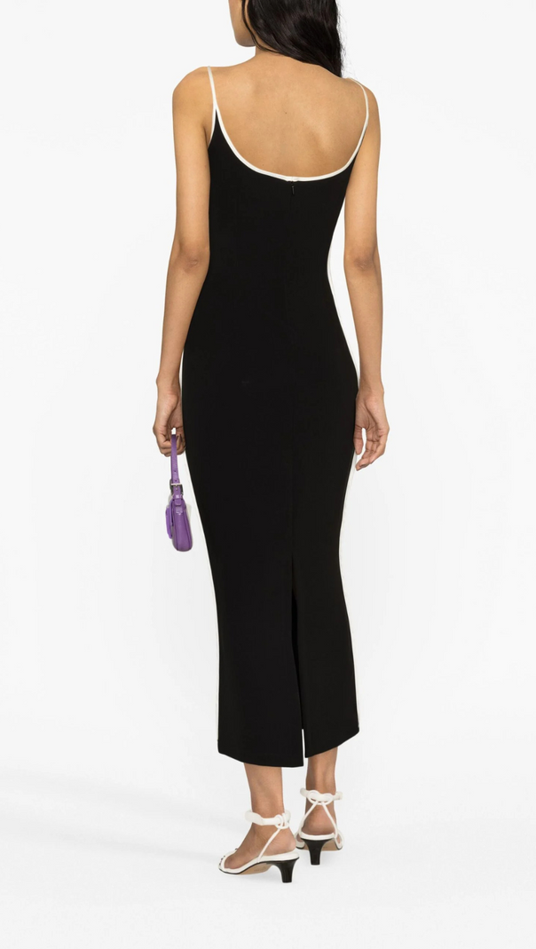 AIIZIE BLACK SWEATHEART-NECK MIDI DRESS - product image