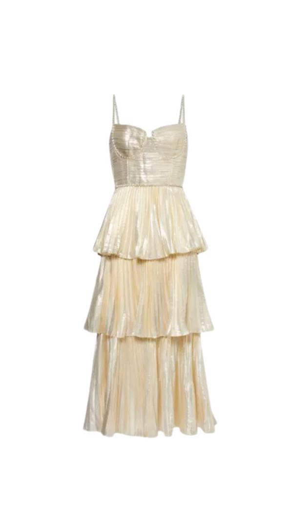 AIIZIE TIERED METALLIC MIDI DRESS - product image