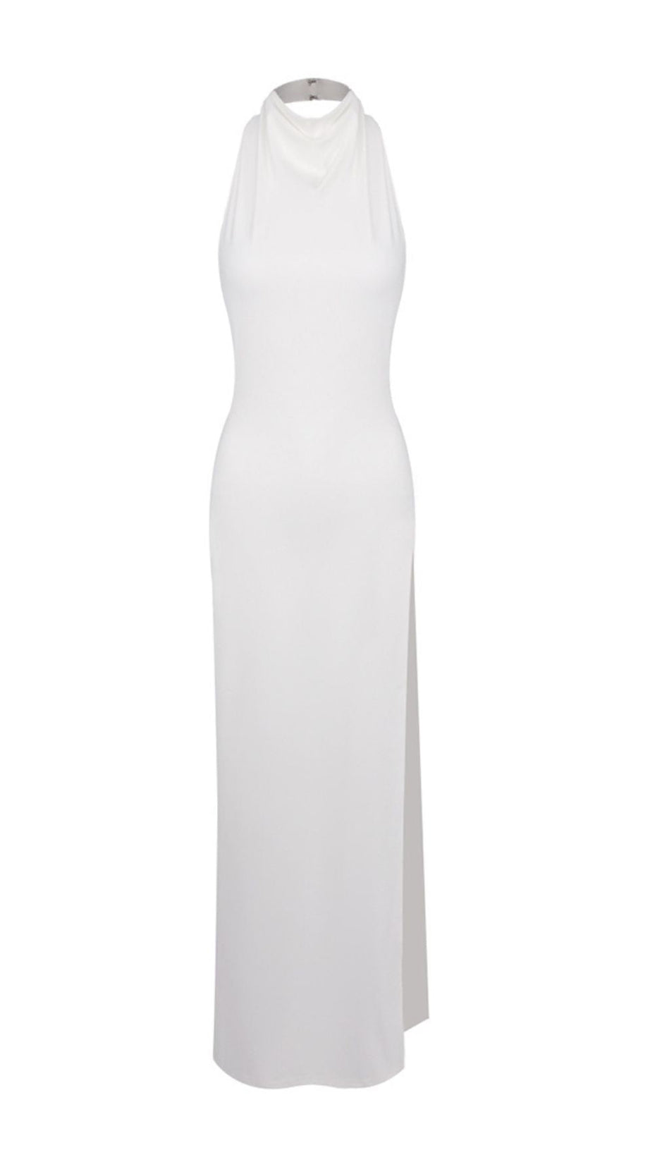 ISAURA WHITE BACKLESS RHINESTONE MAXI DRESS