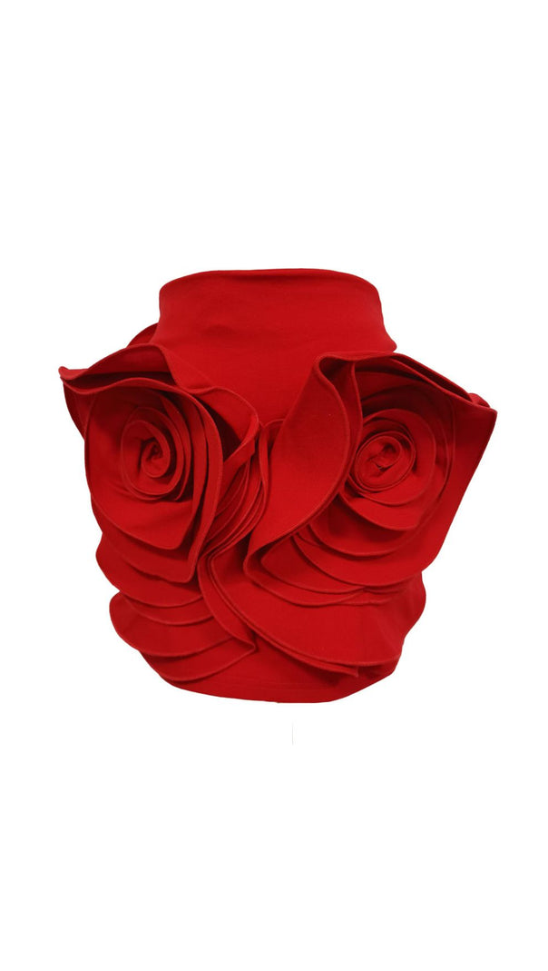 AIIZIE Ilmari Red Rose 3D Flower Mini Skirt - Elegant Statement Piece - product image