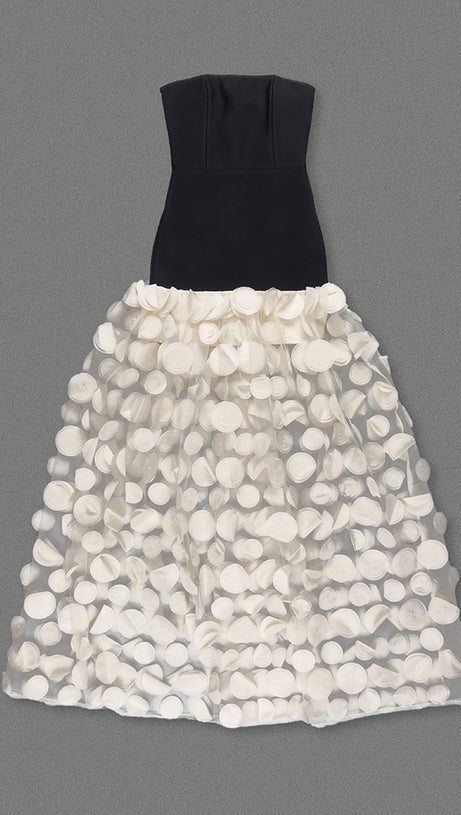 STRAPLESS A LINE MAXI DRESS APRICOT