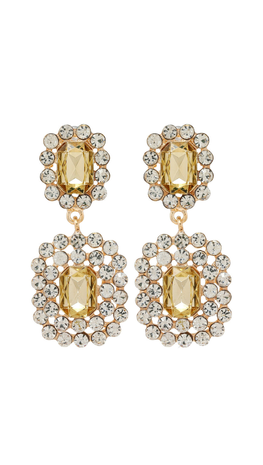 AYUKA DAZZLING CHAMPAGNE CRYSTAL & RHINESTONE STATEMENT DROP EARRINGS