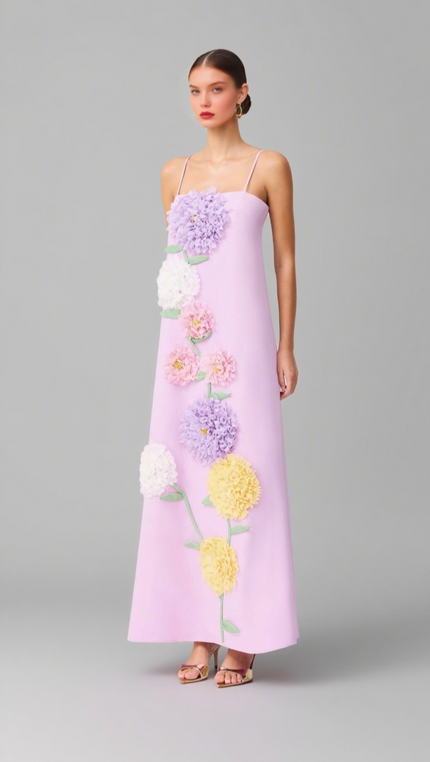 AIIZIE KRISTIN BUTTERCUP EMBROIDERED MAXI DRESS IN PURPLE - product image