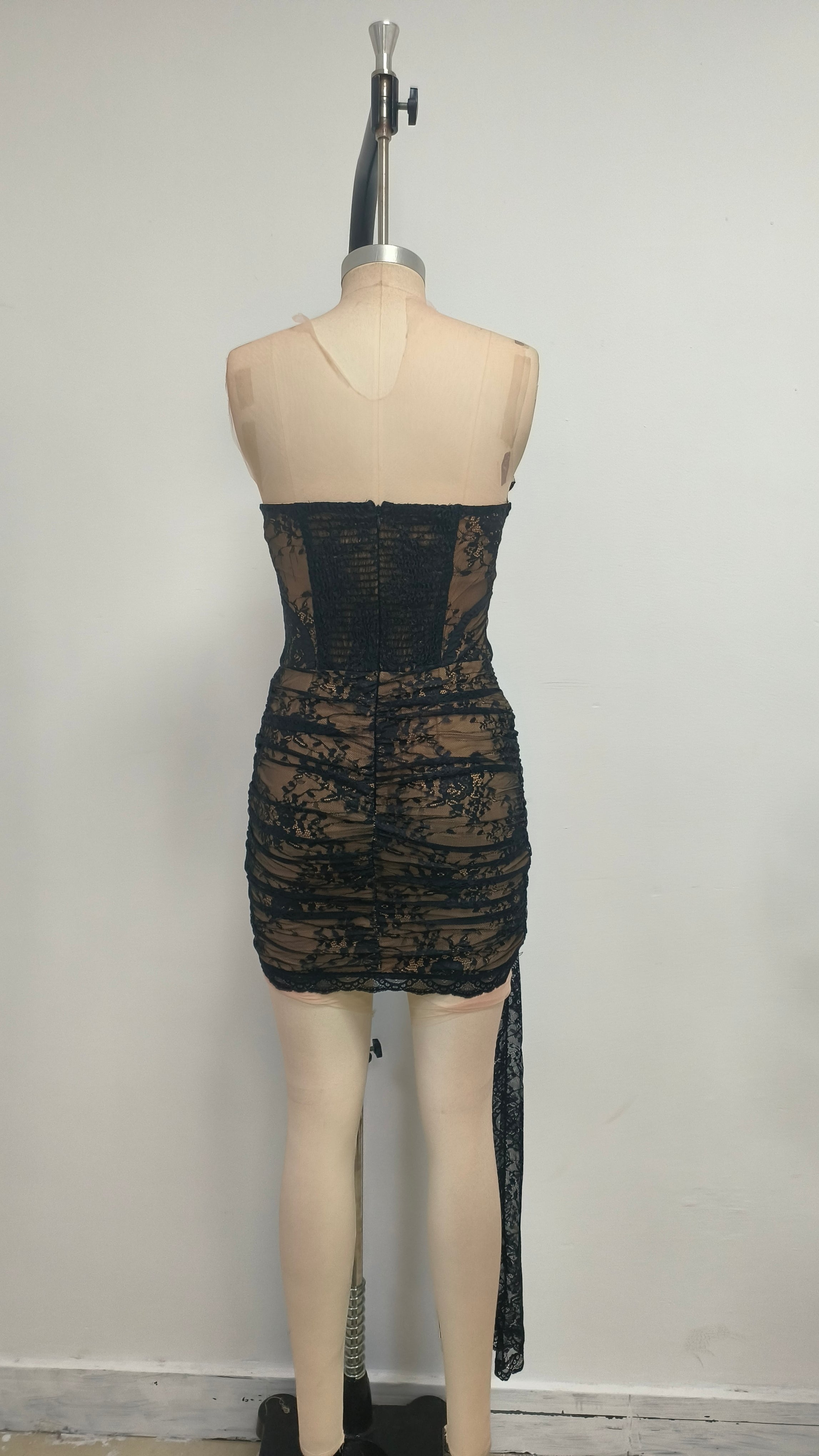 BLACK LINGERIE CORSET MINI SKIRT