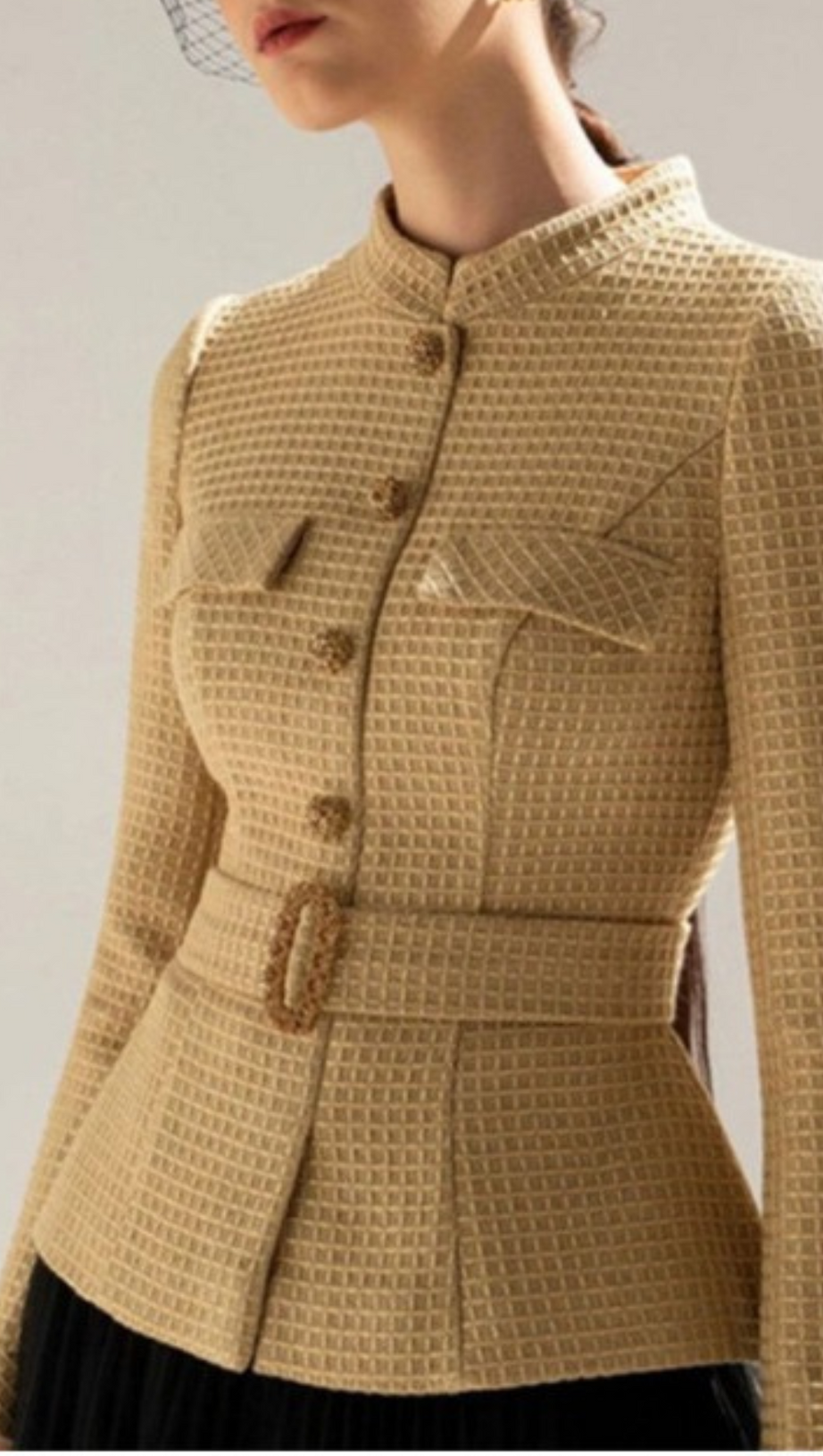 TWEED-KURZMANTEL-NETZROCK-ANZUG