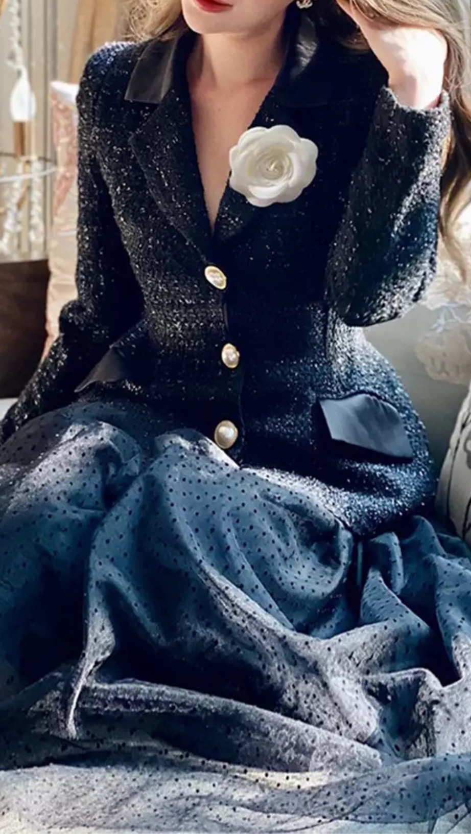 BLAZER MESH SKIRT SUIT