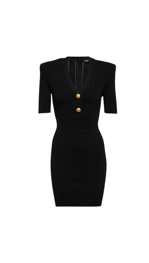 AIIZIE RIBBED-KNIT SHORT-SLEEVE DRESS - product image
