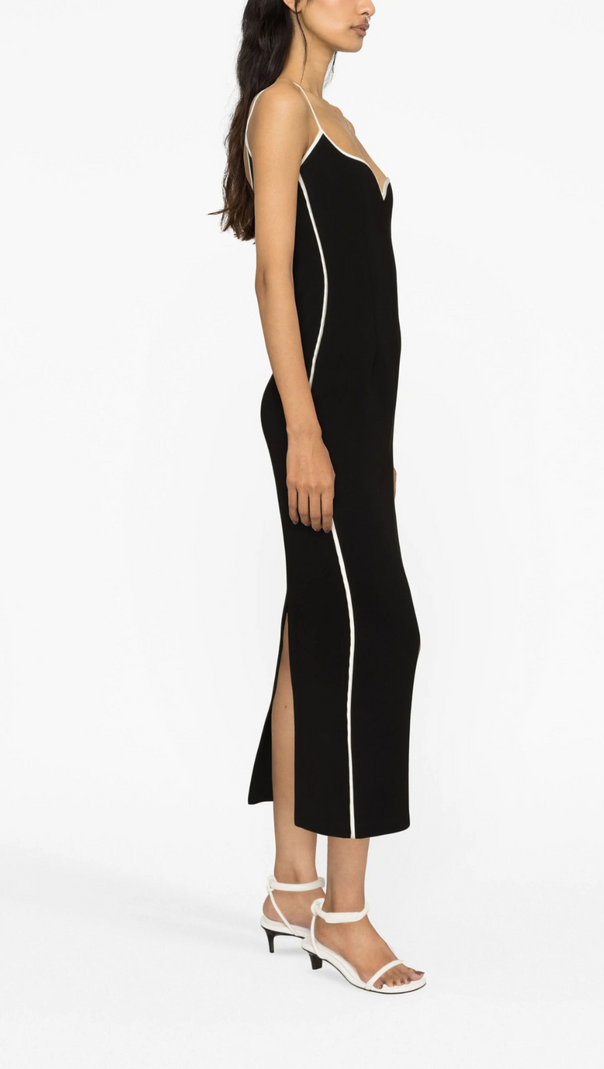 AIIZIE BLACK SWEATHEART-NECK MIDI DRESS - product image