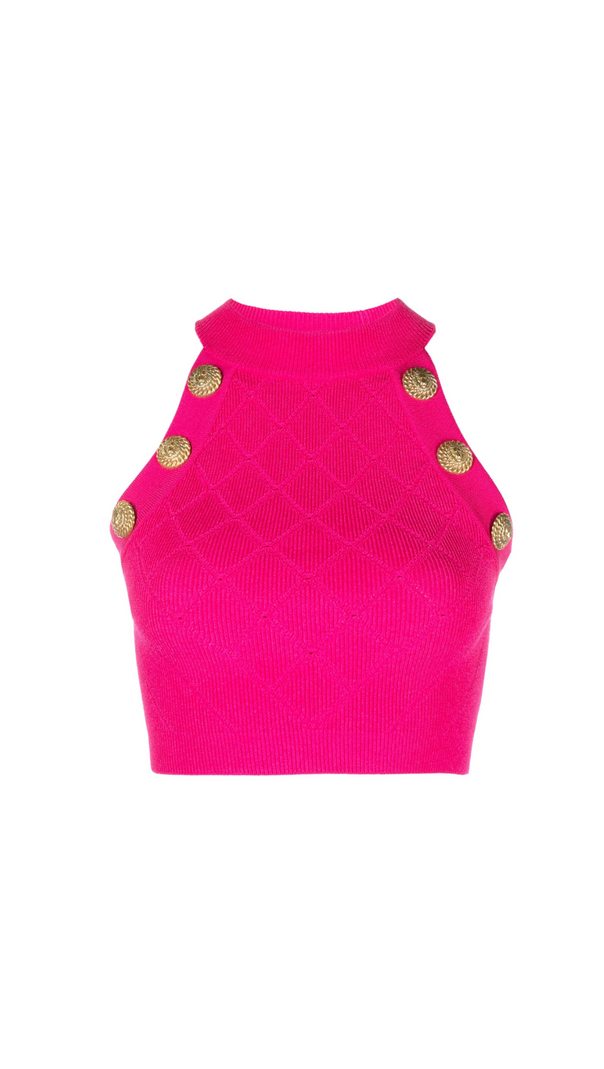 AIIZIE PINK DIAMOND-KNIT CROP TOP - product image