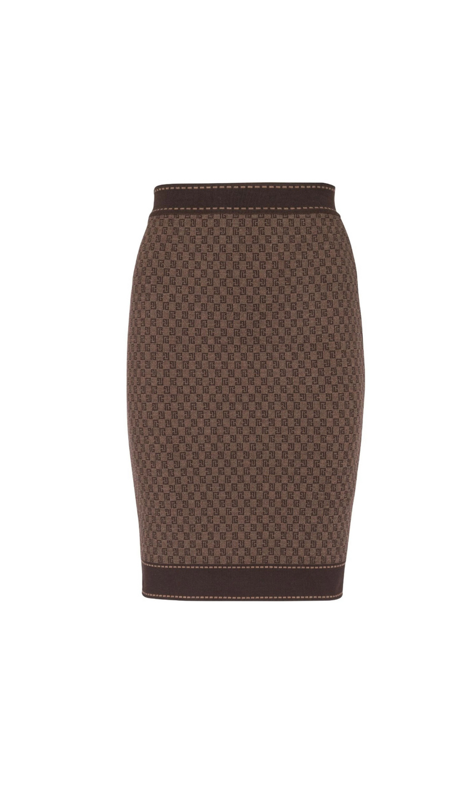 GONNA IN MISTO LANA JACQUARD CON MONOGRAMMA MARRONE 