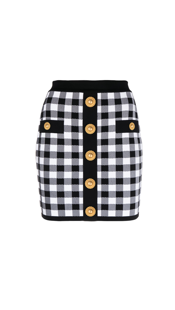 AIIZIE BLACK FINE KNIT GINGHAM SKIRT - product image