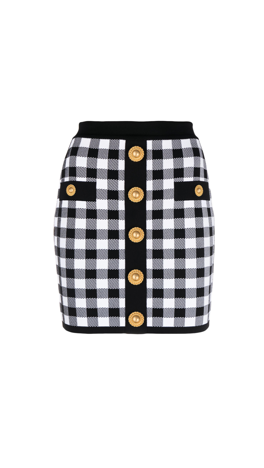 BLACK FINE KNIT GINGHAM SKIRT