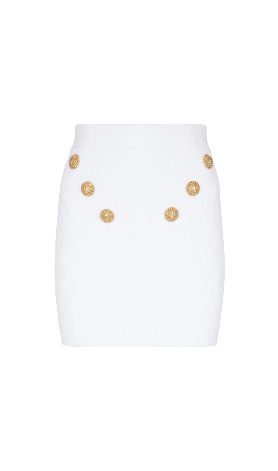 WHITE BUTTONED KNIT MINI SKIRT