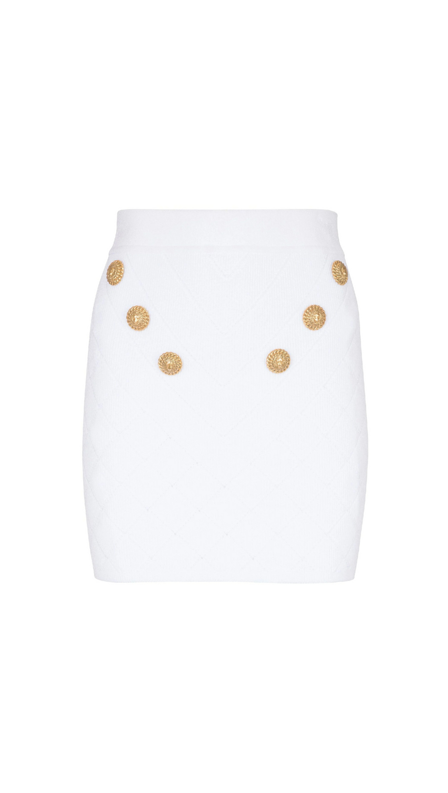 WHITE BUTTONED KNIT MINI SKIRT