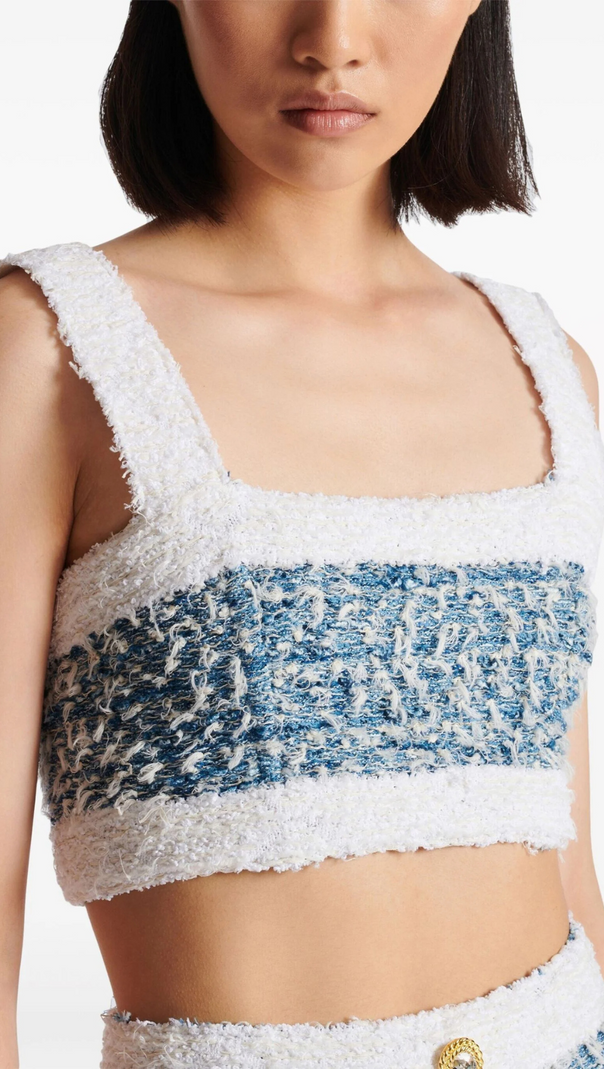 AIIZIE BLUE TWEED CROP TOP - product image