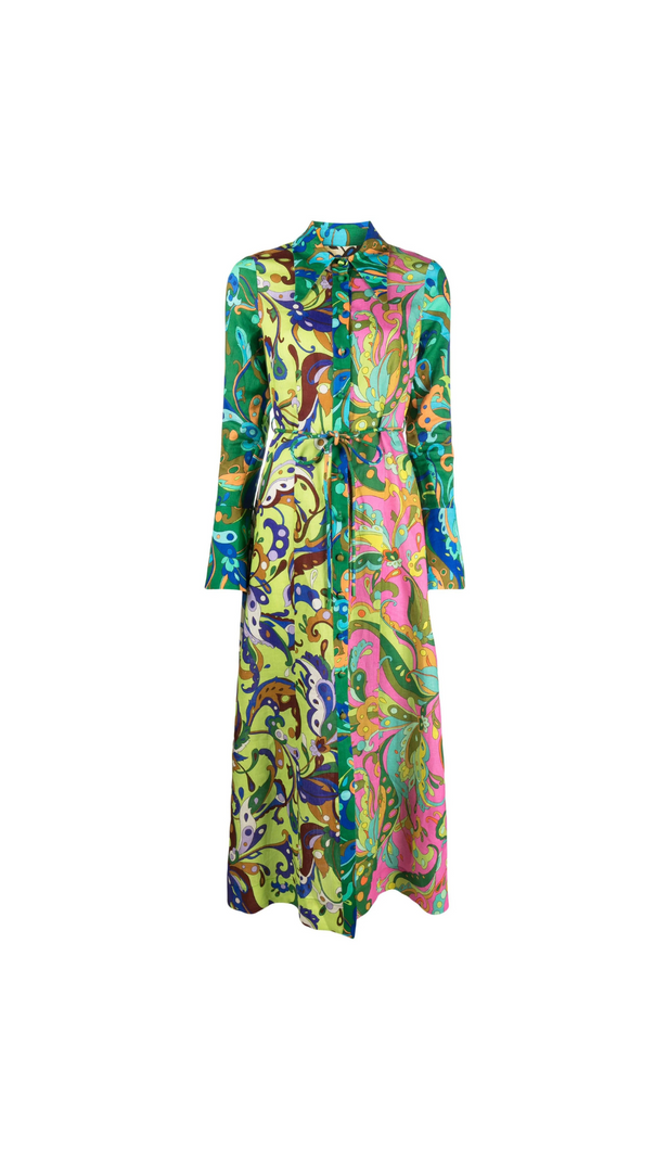 AIIZIE GREEN YVETTE PAISLEY-PRINT DRESS - product image