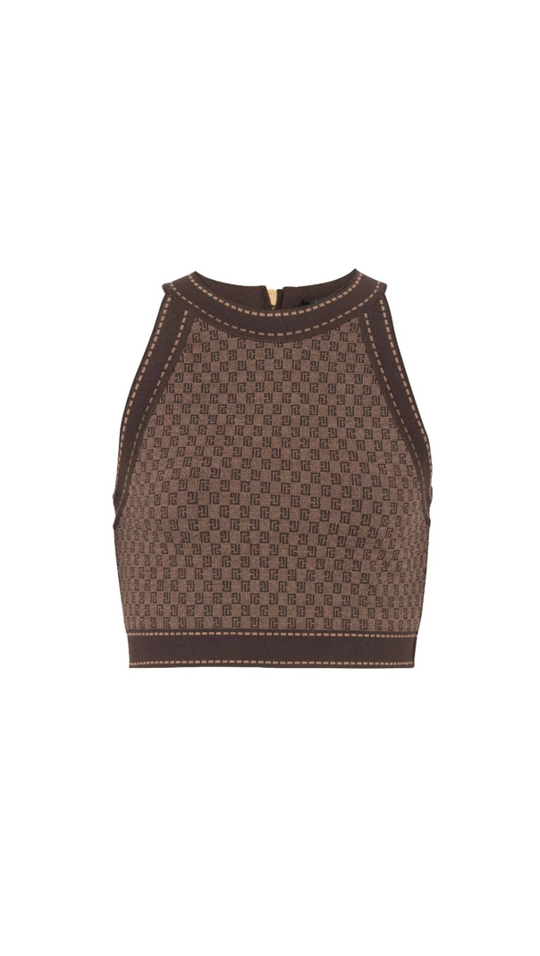 AIIZIE BROWN MONOGRAM-JACQUARD WOOL TOP - product image