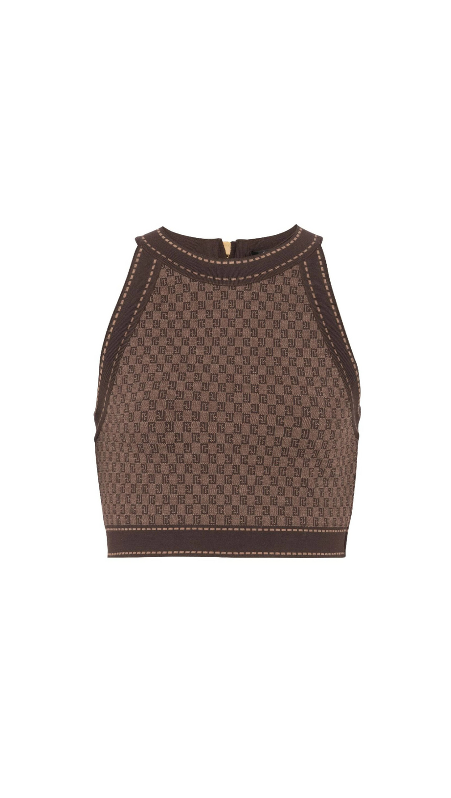BROWN MONOGRAM-JACQUARD WOOL TOP