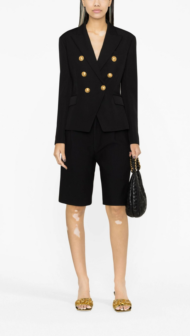 AIIZIE BLACK 6-BUTTONS DOUBLE-BREASTED BLAZER - product image