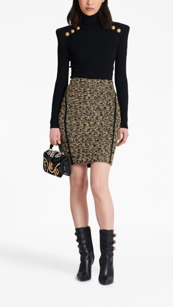 AIIZIE BROWN LUREX TWEED PENCIL SKIRT - product image
