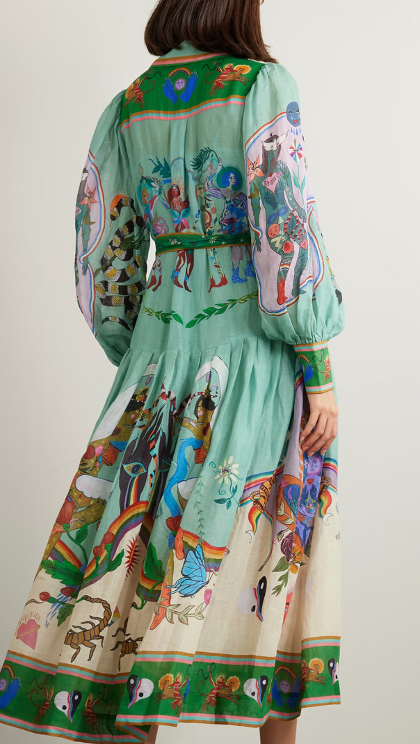 AIIZIE BELTED PRINTED RAMIE MAXI SHIRT DRESS - product image