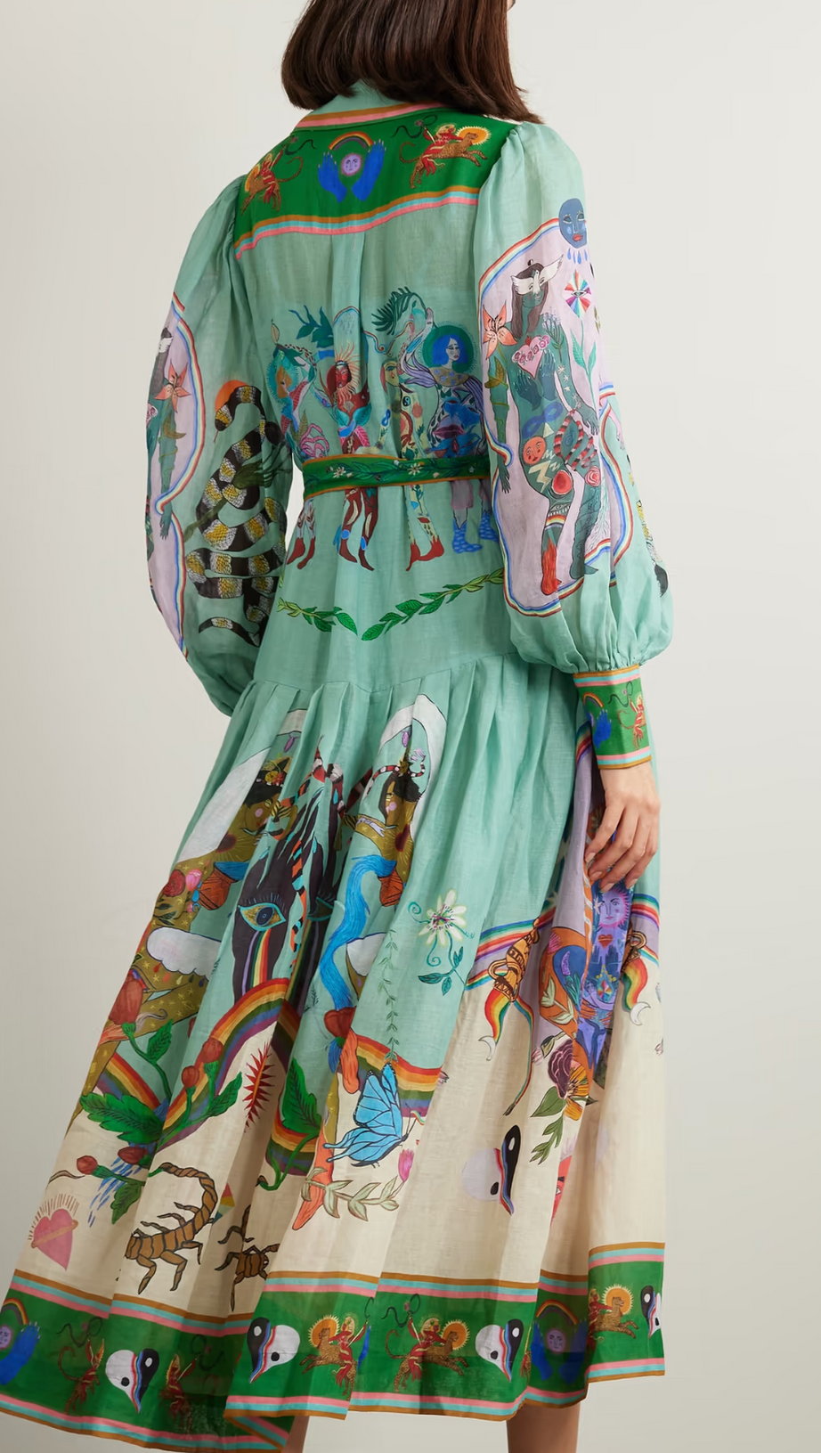 BELTED PRINTED RAMIE MAXI SHIRT DRESS