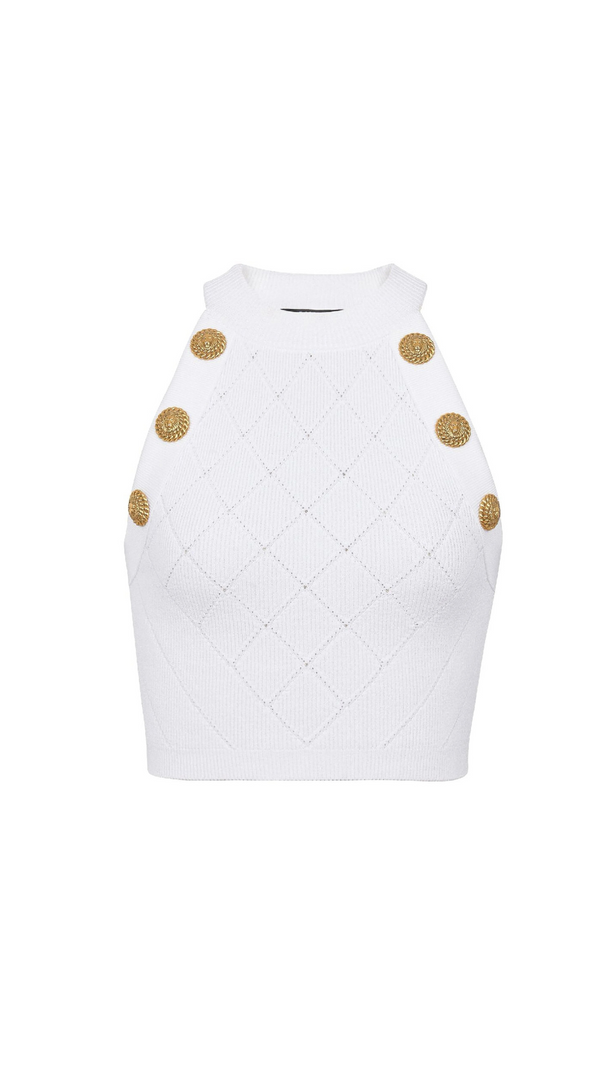 AIIZIE WHITE BUTTONED KNIT TOP - product image