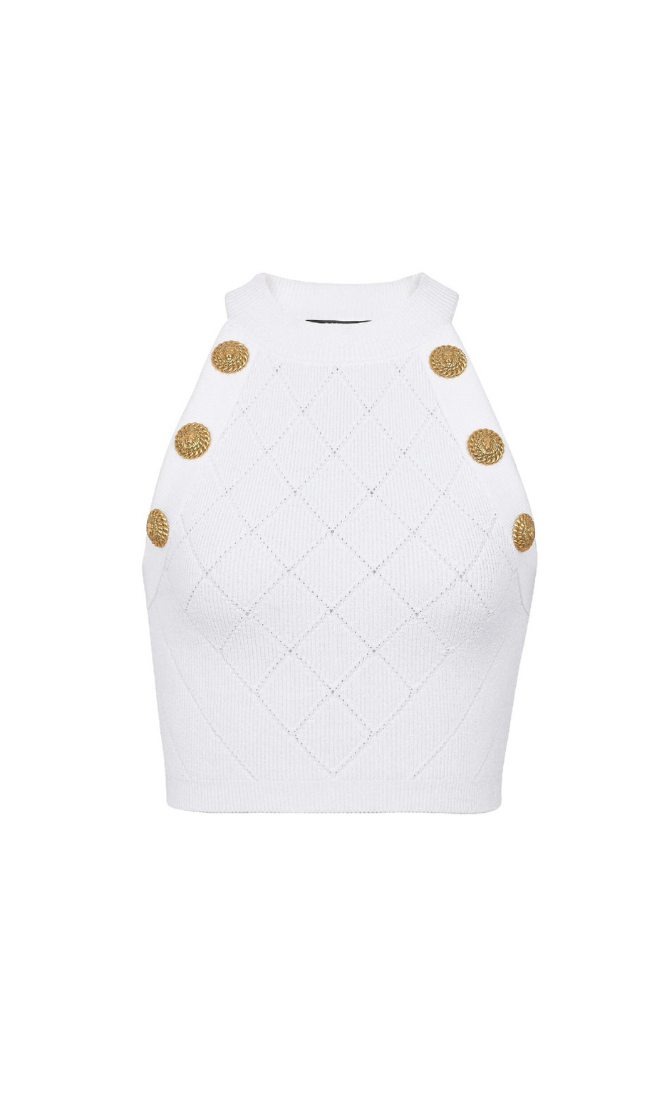 WHITE BUTTONED KNIT TOP