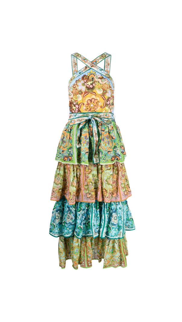 AIIZIE MULTICOLOUR DREAMER LINEN MIDI DRESS - product image