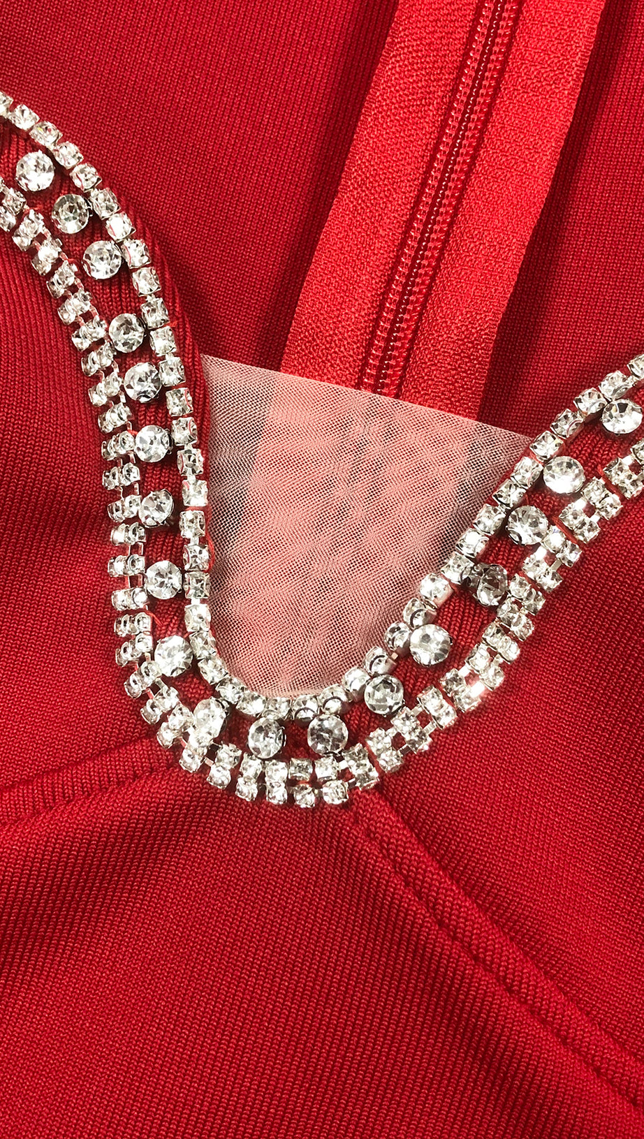 SYLVIA CRYSTAL EMBELLISHED LONG SLEEVE MAXI DRESS IN RED