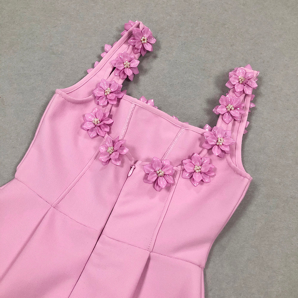 AIIZIE 3D FLOWER NECK MINI DRESS IN PINK - product image