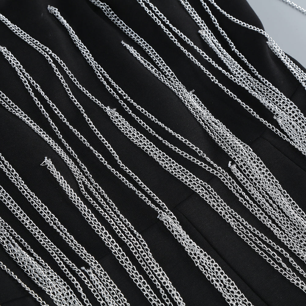 AIIZIE EVELYN CRYSTAL CHAIN DETAIL STRAPLESS BLACK JUMPSUIT - product image