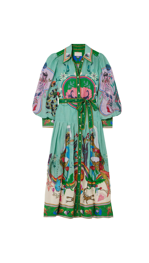 AIIZIE BELTED PRINTED RAMIE MAXI SHIRT DRESS - product image