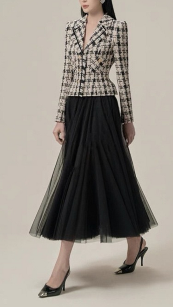 AIIZIE PLAID MESH SKIRT SUIT - product image