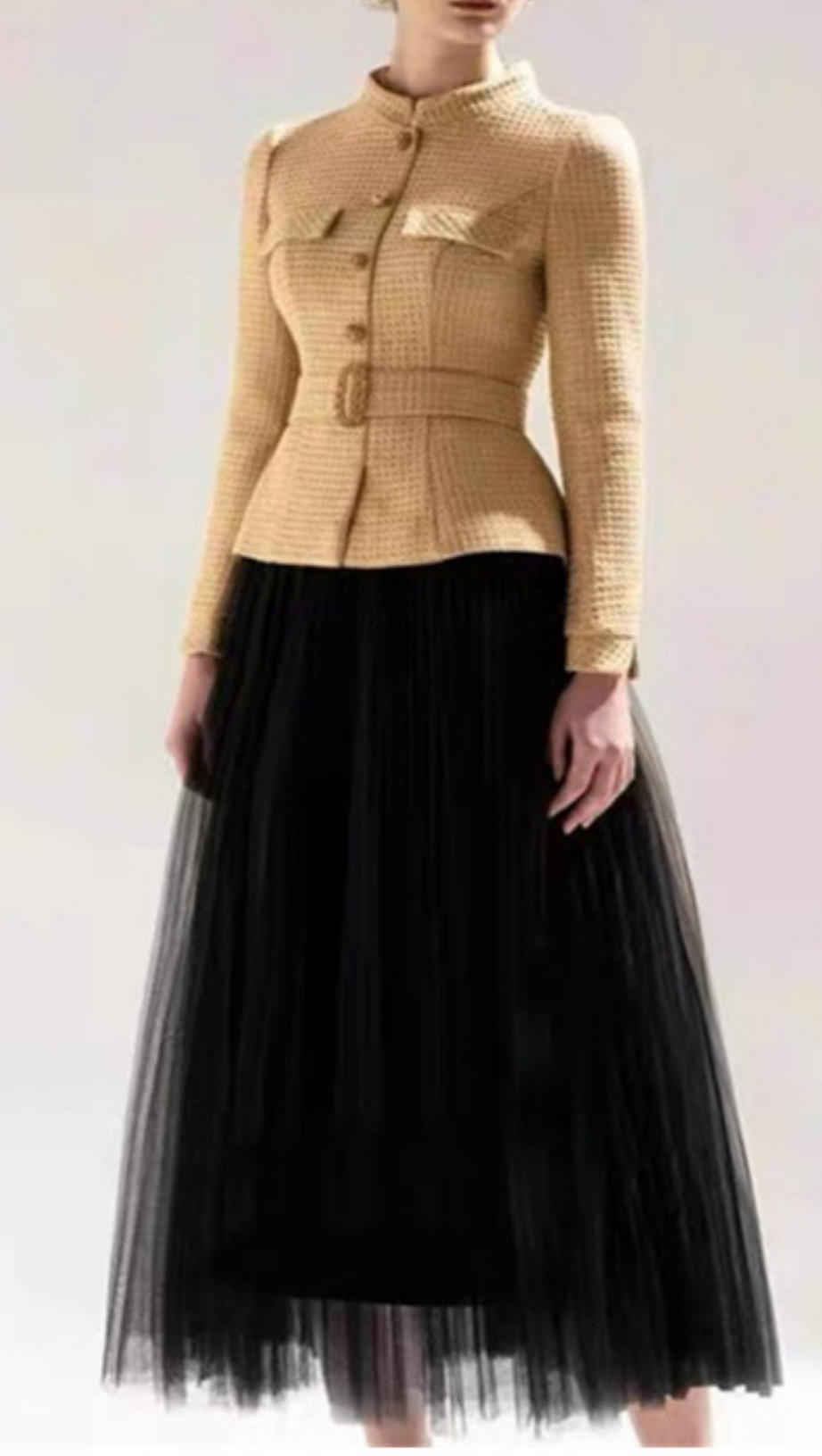 TWEED-KURZMANTEL-NETZROCK-ANZUG