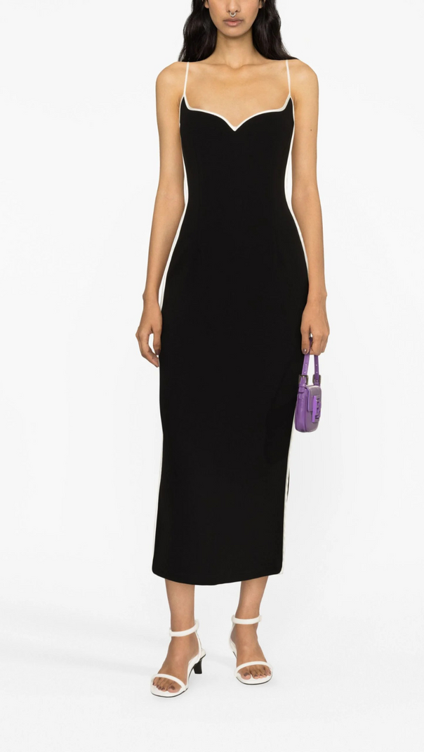 AIIZIE BLACK SWEATHEART-NECK MIDI DRESS - product image