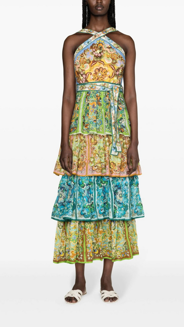 AIIZIE MULTICOLOUR DREAMER LINEN MIDI DRESS - product image